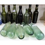12 x vintage Irish green bottles - Dublin, Belfast, Carlow, Clonakilty, 1914 etc (12)