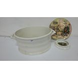 Large oval Booths Basin & a “Baby’s Plate” & Dr Johnston Plaque (3)