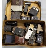 2 boxes of vintage cameras incl. box cameras & parts