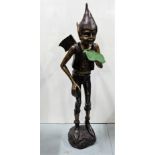 Bronze Figure of a Pixie, carrying a lillypad, on a natural base, 40”h