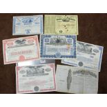 7 Assorted American Share Certificates from 1920 - 1976
