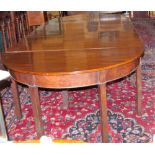 Late 19thC Mahogany Economy Dining Table, oval ended, on square legs, comprising a drop leaf