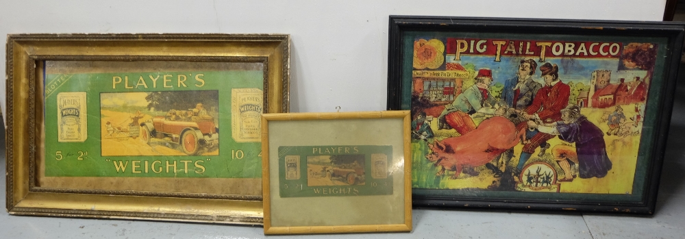 Players Cigarettes Vending Machine Front & 2 replica Players framed adverts & “Pig Tail