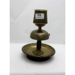 19thC Brass Match Striking Stand, engraved “presented to Mr & Mrs Simpson by the Inventor”, 9”h