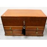 Oak Engineers tool Box with 2 drawers a lock and a key, brass handles, 23”w