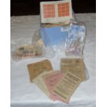 Collection of Used Irish Stamps, a WWII Ration Book, 1940’s cinema flyers from Dungarvan & Licence