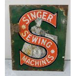 Singer Sewing Machine enamel double sided sign, 9” x 11”