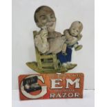 “Gem Safety Razor Corporation”, Brooklyn, Wind-Up Shop Counter Advertising Display Stand, original