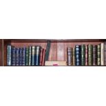 Shelf of Hardback Books by Dickens, some 19thC leather bound, incl. Pickwick Papers, Tale of Two