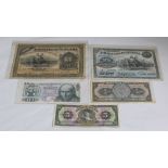 1923, 25 Veinticinco Pesos, 1919, 100 Cien Pesos, 1954, 5 Cinco Pesos, I Un Pesos, good condition
