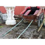 Horse Trap, painted green with red highlights, rubber shod wheels, upholstered seats, good