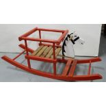 Baby's Cradle rocking horse, painted red, 34"L x 12"w