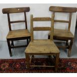 3 x Irish Sugan pine kitchen chairs with wooden seats (3)
