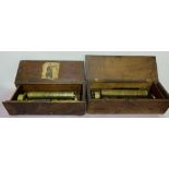 2 Edwardian Swiss musical boxes, inlaid cases (no winding handles)