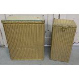 2 x Lloyd loom laundry baskets, painted gold