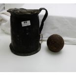 16th Cannon Stalk Jug & a cannon ball (2)