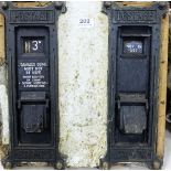 Pair of 19thC Postage Stamp Vending Slots, mounted, 16”w x 16”h