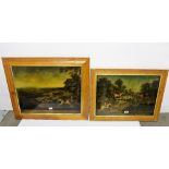 Similar pair of hunting scene crystoleums - “The Chase” & “The Death”, in maple frames