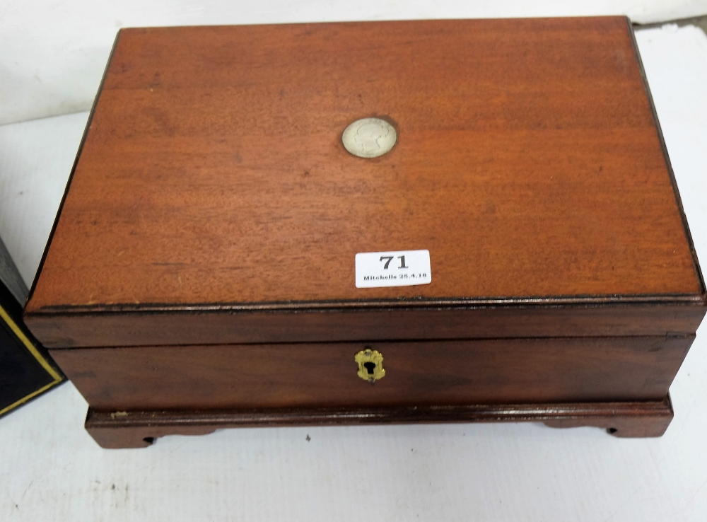 2 Document Boxes – 1 Mahogany & a 1 with brass hinges and mounts - Image 2 of 2