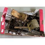 Box of metal animal traps