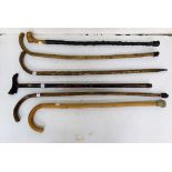 6 x wooden walking sticks, including one blackthorn, one German (6)