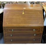 Modern fall front bureau with 4 drawers, 30"w x 36"h