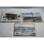 3 bundles of Postcards - Railway incl Paris-Calais Express, photos of steam engines (plastic