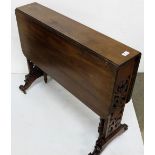 Mahogany Drop Leaf Sutherland Table with fretwork ends, 36”w (extends 37”)