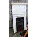 Metal Bedroom Fireplace, painted white, 11” opening