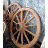 Pair of Wooden Cart Wheels, 41” dia