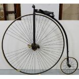 Penny Farthing High-Wheel Bicycle in original condition, 53" dia front wheel, 17.5" dia rear wheel