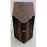 Georgian mahogany knife box, the shaped and hinged lid enclosing a fitted knife compartment, on