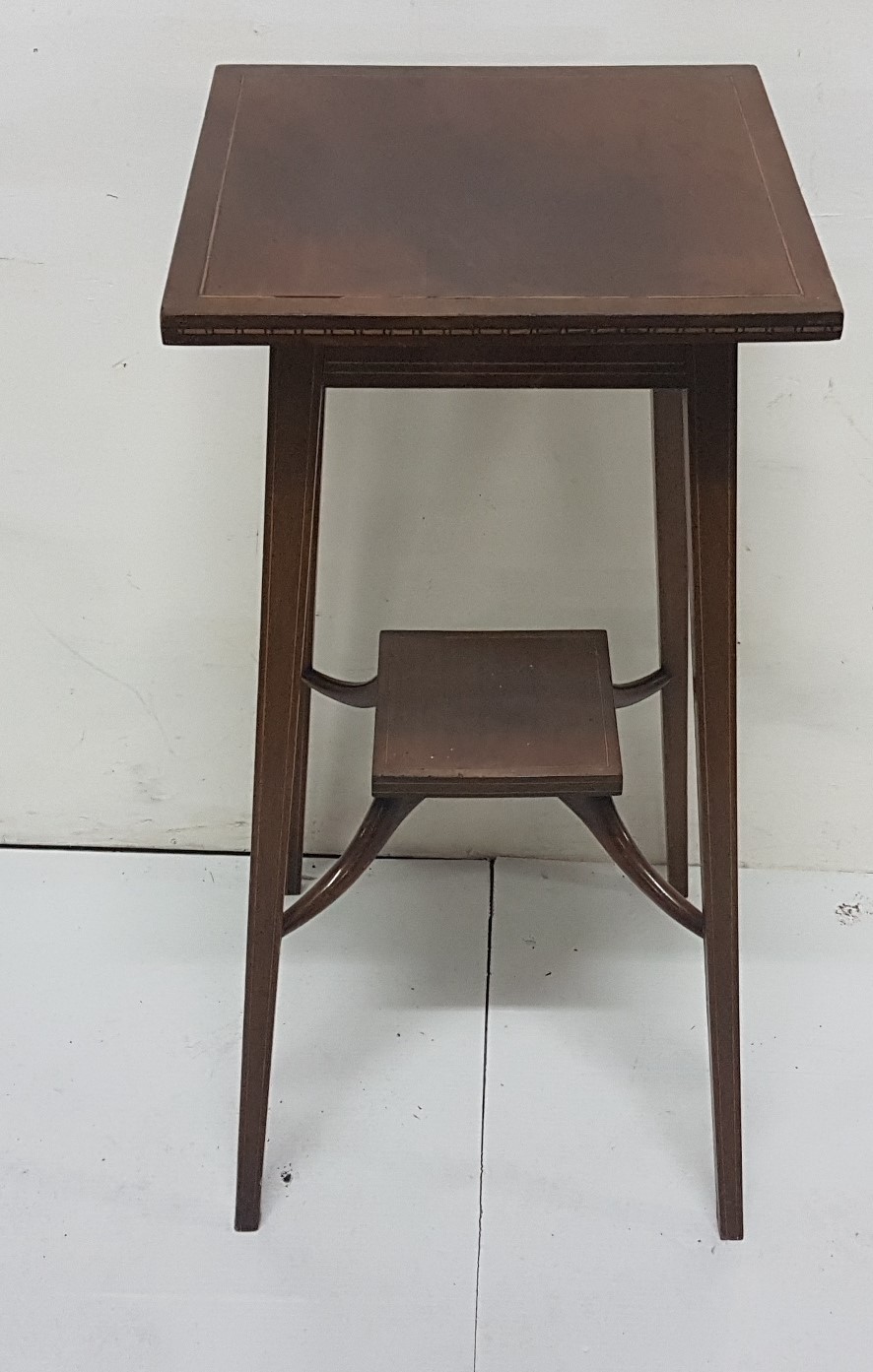 Inlaid Mahogany Occasional Table, with a square shaped top, 14” sq