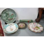 Pair of floral Japanese Plates, porcelain plate Kaufmann scene, compote with cherub & a famille vert