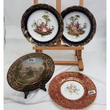 4 x Late 19thC Porcelain Plates – incl. 1 Serves depicting an historic house, 1 Minton and pair of