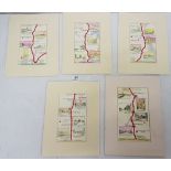 Set of 5 mounted (un-framed) hand drawn areas of interest maps of Co’s Clare and Kilkenny,