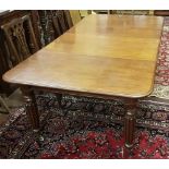 WMIV Mahogany Extending Dining Table (2 removeable leaves), on turned and reeded legs, moulded rims,