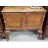 Mahogany Low Side Cabinet, with two crossbanded doors enclosing 1 shelf, on ball and claw feet, 36”w