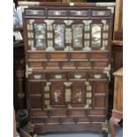 Unusual Korean Chest on Chest, with mirrored panels and various shell inlays, 4 small drawers to