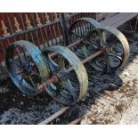 2 x Pairs of Iron Cart Wheels (spoked), 24” dia, stamped “Pierce Wexford