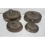 Set of 4 Georgian Silver Plate Meat Dish Covers, scallop shaped including two pairs (1 larger, 1
