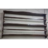 Mahogany plate rack, 3 shelves, 54"w x 32"h (one bracket damaged)