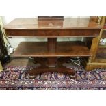 Late 19thC Mahogany Telescopic Dumbwaiter, on a platform base with splayed legs, bun feet, 45”w x