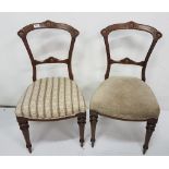 Set of 4 Victorian Walnut Dining Chairs with arched backs, strip patterned seats (4)