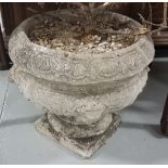 Concrete Garden Urn, with lion masks, 24” dia