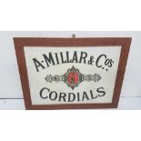 Old Advertising Print “A. Millar & Co, Cordials, Dublin”, in a modern oak frame, 45 x 55cm