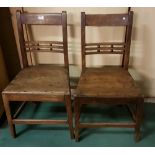 Matching set of 4 mahogany kitchen chairs, with rail backs and dowelled stretchers, timber seats (