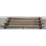 4 long copper rails with brass mounts, 41”l