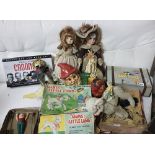 Assorted musical and toy lot – “Crooners DVD and book set”, “Marys Little Lamb”, dolls etc