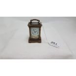 Miniature brass framed carriage clock, with decorative glass sides (not working), 3”h